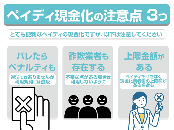 ペイディ現金化の注意点3つ